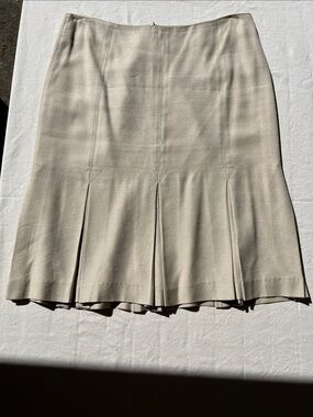 Vintage Searle Champagne Silk/Linen Look Pleated Skirt Minimalist